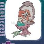 Enchanting Little Mermaid Ariel mirror reflection beautiful embroidery designs - Instant Download