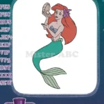 Disney Ariel mermaid princess holding pearl embroidery designs - Instant Download