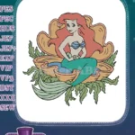 Ariel Little Mermaid Princess in Seashell Ocean Embroidery Designs - Instant Download
