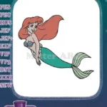 Smiling Red-Haired Mermaid Princess Cartoon Embroidery Designs for Children - Instant Download