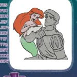 Little Mermaid Ariel Embracing Prince Eric Statue Embroidery Designs - Instant Download