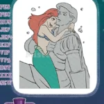 Disney Princess Ariel hugging Prince Eric statue machine embroidery designs - Instant Download