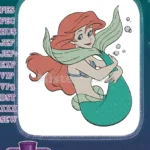 Happy Ariel Little Mermaid Princess Under the Sea Embroidery Designs - Instant Download