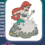 Red-haired mermaid emerging from ocean splash character embroidery designs - Instant Download