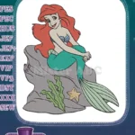 Disney Ariel Little Mermaid Princess on rock embroidery designs - Instant Download