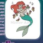 Ariel The Little Mermaid Playing with Seahorse Friends Embroidery Designs - Instant Download