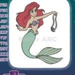 Disney Princess Ariel Little Mermaid Red Hair Pearl Necklace embroidery designs - Instant Download
