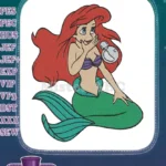 Ariel Little Mermaid Red Hair Mermaid Princess Embroidery Designs - Instant Download