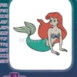 Beautiful Red Haired Mermaid with Green Tail Embroidery Designs - Instant Download