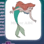 Red-Haired Mermaid Princess Ocean Fantasy Embroidery Designs - Instant Download
