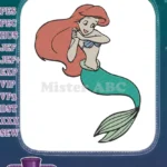 Smiling Little Mermaid Ariel vibrant red hair unique embroidery designs - Instant Download