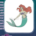 Smiling Ariel Little Mermaid enchanting princess embroidery designs - Instant Download