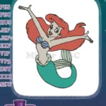 Smiling Ariel Little Mermaid Princess Cartoon Embroidery Designs - Instant Download