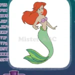 Enchanting Red-haired Mermaid Green Tail Embroidery Designs for Kids - Instant Download