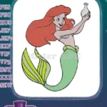 Ariel Little Mermaid Princess cartoon character holding vase embroidery designs - Instant Download