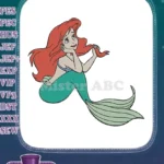 Ariel The Little Mermaid thoughtful princess red hair embroidery designs - Instant Download