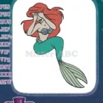 Cute Ariel Little Mermaid Covering Eyes Red Hair Embroidery Designs - Instant Download