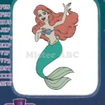 Joyful Red-Haired Mermaid Princess Singing Undersea Embroidery Designs - Instant Download