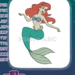 Enchanting Red-Haired Mermaid Princess Ariel Embroidery Designs - Instant Download