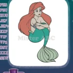 Disney Little Mermaid Ariel sad worried princess embroidery designs - Instant Download