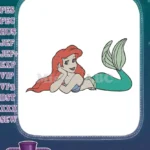 Smiling Ariel Little Mermaid Princess red hair green tail embroidery designs - Instant Download
