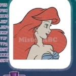 Smiling Ariel Disney Little Mermaid Princess Red Hair Embroidery Designs - Instant Download
