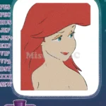 Beautiful Disney Little Mermaid Ariel princess red hair embroidery designs - Instant Download