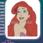 Happy Little Mermaid Ariel red hair blue eyes embroidery designs - Instant Download