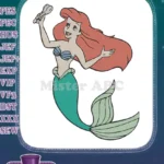 Ariel Little Mermaid Dinglehopper Red Hair Embroidery Designs - Instant Download