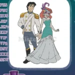 Prince Eric and Ariel Masquerade Ball Elegant Couple Embroidery Designs - Instant Download