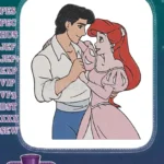 Ariel and Eric romantic Disney fairytale embroidery designs - Instant Download