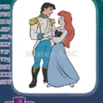 The Little Mermaid Ariel and Prince Eric dancing embroidery designs - Instant Download