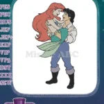 Ariel and Prince Eric Romantic Embrace Embroidery Designs - Instant Download