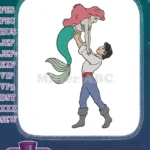The Little Mermaid Ariel and Prince Eric romantic embroidery designs - Instant Download