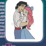 Romantic Disney Prince Eric and Ariel embracing embroidery designs - Instant Download