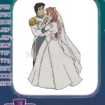 Ariel and Eric Disney Wedding Fairytale Romance Embroidery Designs - Instant Download