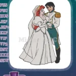 Disney Princess Ariel and Prince Eric Wedding Embroidery Designs - Instant Download