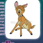 Cute Young Bambi Deer Sitting Pose Embroidery Designs - Instant Download