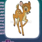 Cute Bambi-like Fawn Running Forest Animal Embroidery Designs - Instant Download