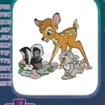 Adorable Bambi Thumper Flower Forest Friends Embroidery Designs - Instant Download