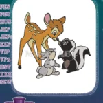 Bambi Thumper Flower friendship forest animal embroidery designs - Instant Download