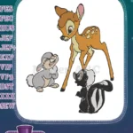 Cute Bambi Thumper Flower Forest Friends Embroidery Designs - Instant Download