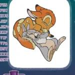 Playful Disney Bambi deer and Thumper rabbit embroidery designs - Instant Download