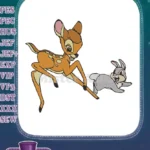 Cute Bambi and Thumper running forest animal embroidery designs - Instant Download