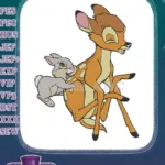 Disney Bambi and Thumper running happy forest embroidery designs - Instant Download