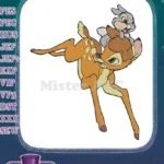 Playful Bambi deer and Thumper rabbit friends embroidery designs - Instant Download