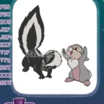 Cute Cartoon Skunk and Thumper Rabbit Embroidery Designs - Instant Download