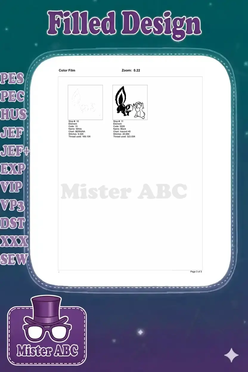 Color film visualization for the final two color stops of the embroidery design, completing the image.