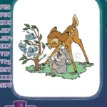 Bambi Thumper and blue birds playful forest embroidery designs - Instant Download