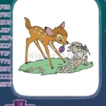 Adorable Bambi and Thumper sharing flowers forest animal embroidery designs - Instant Download